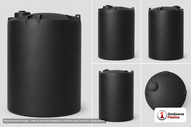 Dimensional spec drawing for Snyder Industries 6000 Gallon Vertical Storage Tank (102" L x 102" W x 188" H)