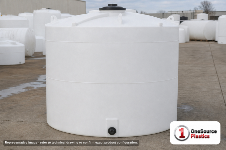 Snyder Industries 6500 Gallon HDPE Vertical Liquid Storage Tank with ASTM Certification. Polyethylene; White; 153" H x 120"