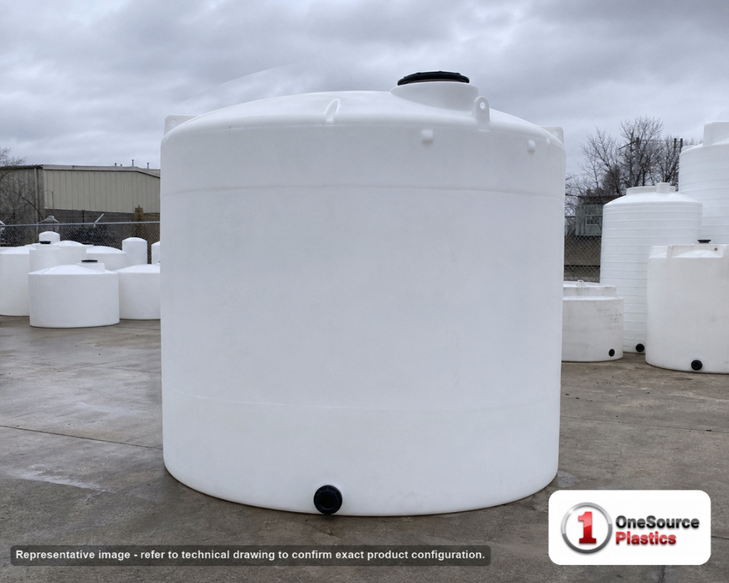 Snyder Industries 6500 Gallon HDPE Vertical Liquid Storage Tank with ASTM Certification. Polyethylene; White; 153" H x 120"
