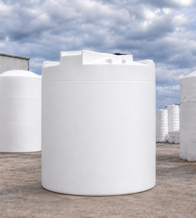Snyder Industries 6500 Gallon White 1.9 SG Vertical Storage Tank, 120 in dia, HDLPE, no fitting, OneSource Plastics yard