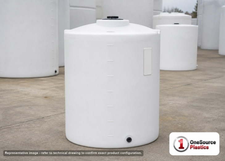 Snyder Industries 70 Gallon HDPE Vertical Liquid Storage Tank with ASTM Certification. Polyethylene; White; 42" H x 23" W x