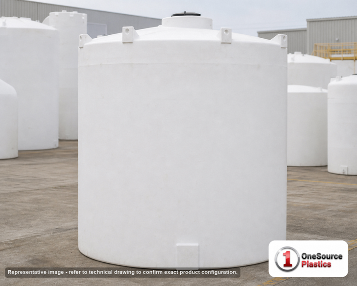 Snyder Industries 7500 Gallon HDPE Vertical Liquid Storage Tank with ASTM Certification. Polyethylene; White; 234" H x 102"
