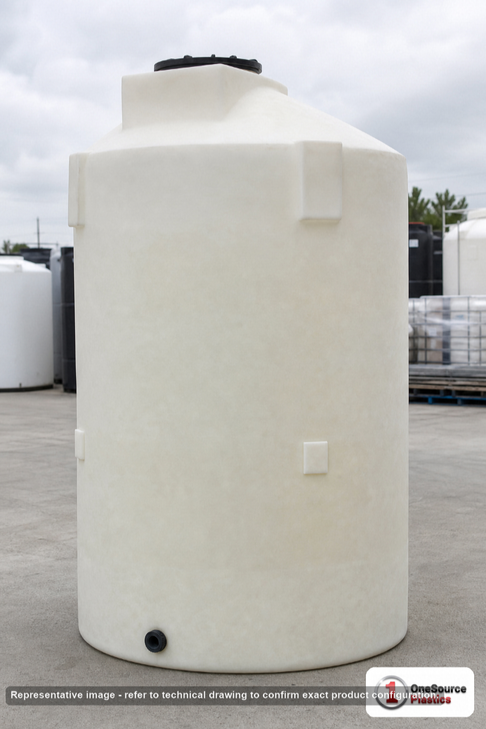 Chem-Tainer 850 Gallon HDPE Vertical Liquid Storage Tank. 850 gallon capacity; Polyethylene; White; 124" H x 48" W x 48" L