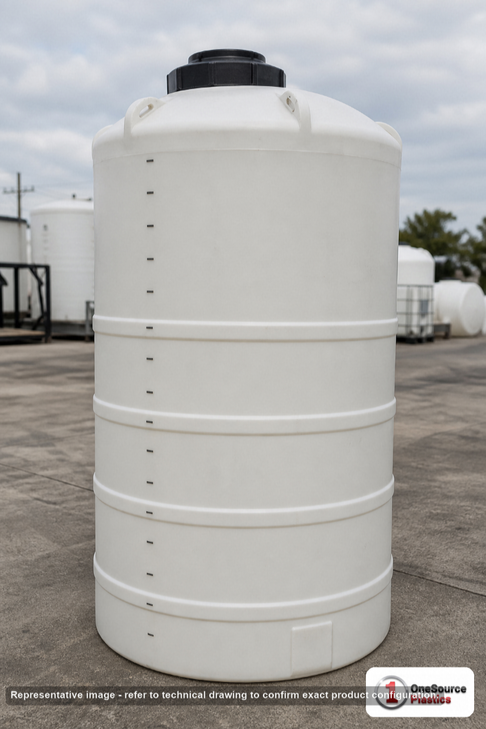 Snyder Industries 850 Gallon HDPE Vertical Liquid Storage Tank - Sulfuric Acid Resin #880046. Polyethylene; White; 117.7" H