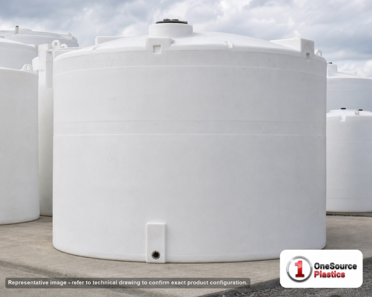 Snyder Industries 8750 Gallon HDPE Vertical Liquid Storage Tank with ASTM Certification. Polyethylene; White; 146" H x 142"