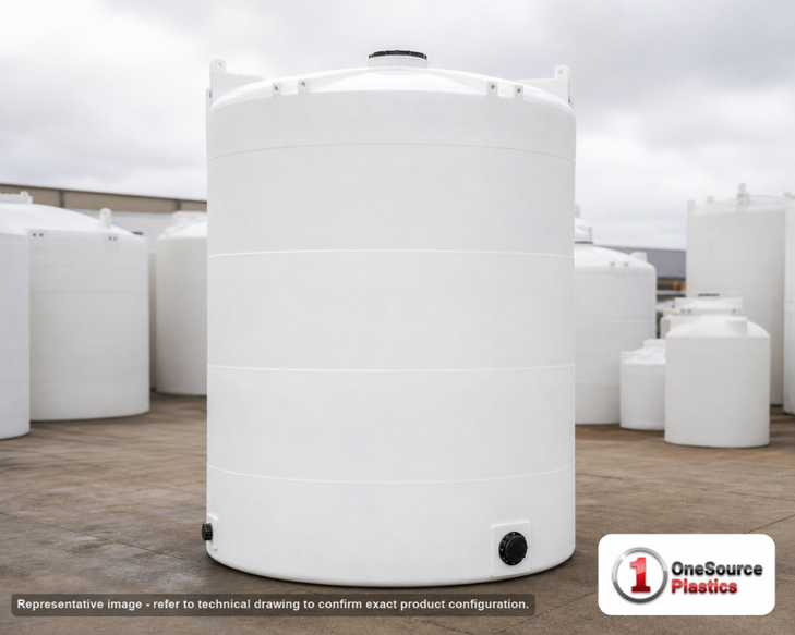 Snyder Industries 9500 Gallon HDPE Vertical Liquid Storage Tank with ASTM Certification. Polyethylene; White; 215" H x 120"