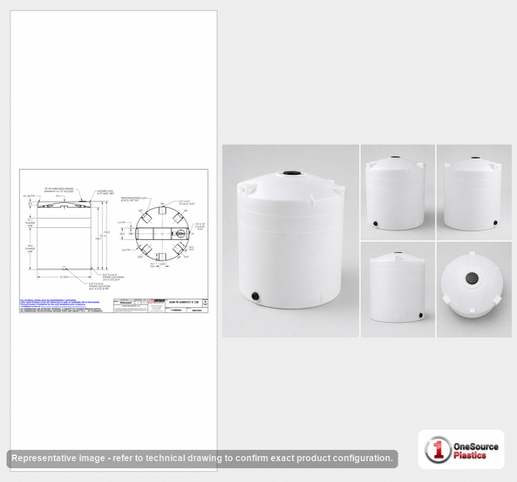 Snyder Industries 6500 Gallon XLPE 1.9 S.G. Vertical Liquid Storage Tank with ASTM Certification