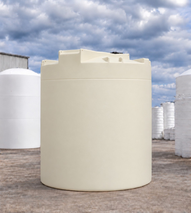 Snyder 6500 Gallon Natural XLPE 1.9 SG Vertical Tank, 120 in dia, no fitting, OneSource Plastics yard