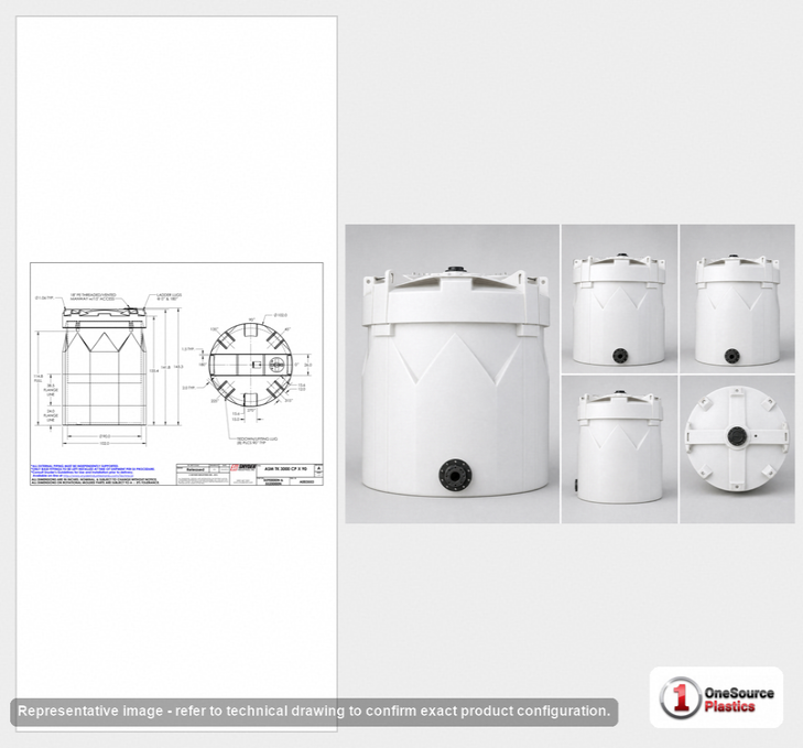 Snyder Industries 3000 Gallon HDPLE Captor Double Wall Liquid Storage Tank Opaque Resin