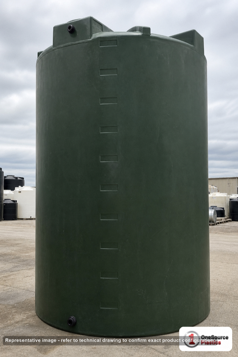Bushman 5000 Gallon Plastic Vertical Water Storage Tank in Dark Green. 5000 gallon capacity; Polyethylene; Green; 161" H x