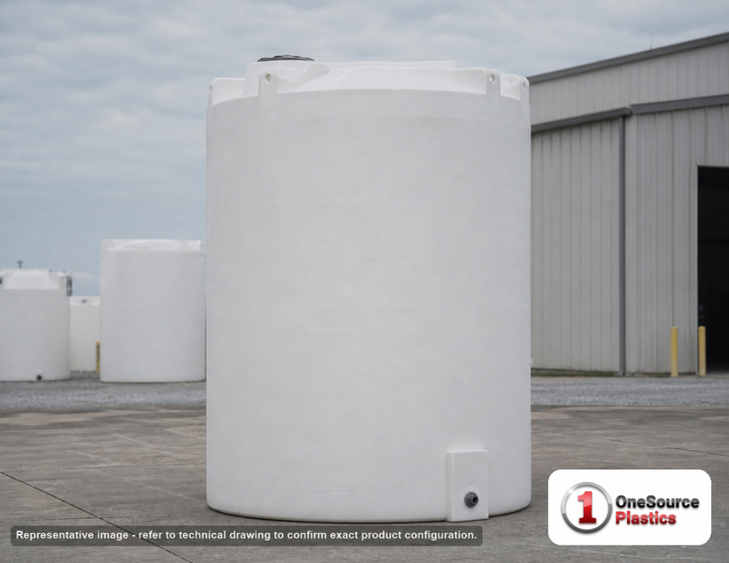Snyder Industries 6000 Gallon Plastic Vertical Liquid Storage Tank. Polyethylene; White; 188" H x 102" W x 102" L.
