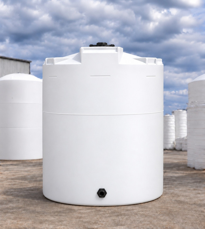 Snyder 6200 Gallon White 1.5 SG Vertical Tank, 120 in dia, with 3 in fitting, OneSource Plastics yard