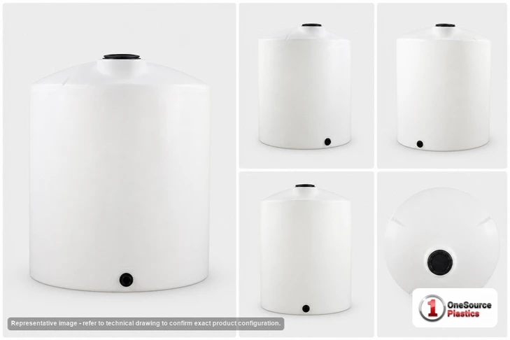 Dimensional spec drawing for Snyder Industries 6500 Gallon Vertical Storage Tank (120.4" L x 120.4" W x 145.1" H)