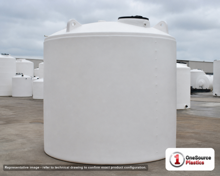 Snyder Industries 13800 Gallon HDPE Vertical Liquid Storage Tank with ASTM Certification. Polyethylene; White; 184" H x 165"