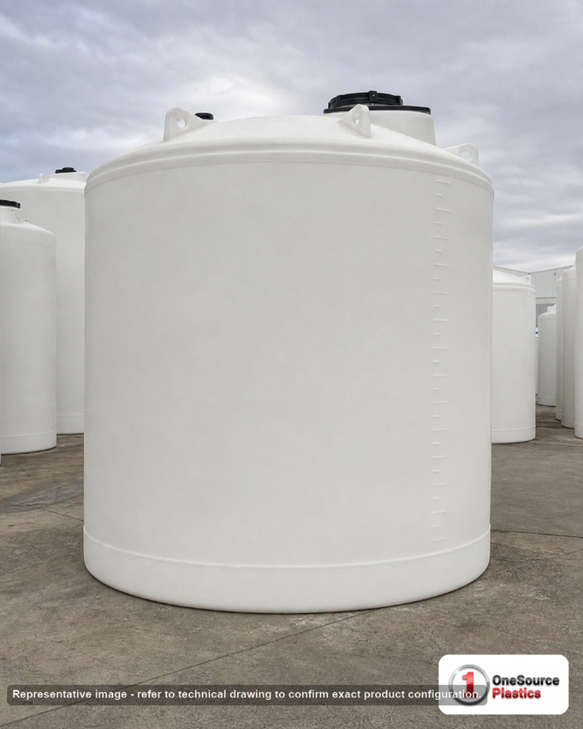Snyder Industries 13800 Gallon HDPE Vertical Liquid Storage Tank with ASTM Certification. Polyethylene; White; 184" H x 165"