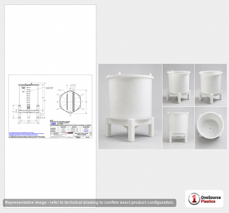 Dimensional spec drawing for Snyder Industries 330 Gallon Open Top - Cylindrical (42" L x 42" W x 80" H)
