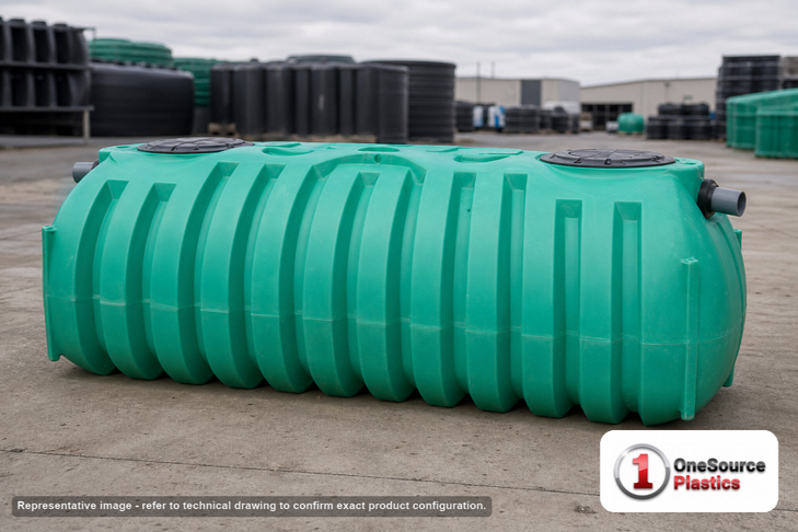 Norwesco Florida Only 1250 Gallon Two Compartment Low Profile Septic Tank - IAPMO Certified. 1250 gallon capacity