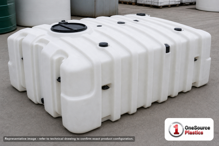 Norwesco 2000 Gallon Underground Water Storage Cistern Tank. Polyethylene; White; 51" H x 98" W x 126" L.