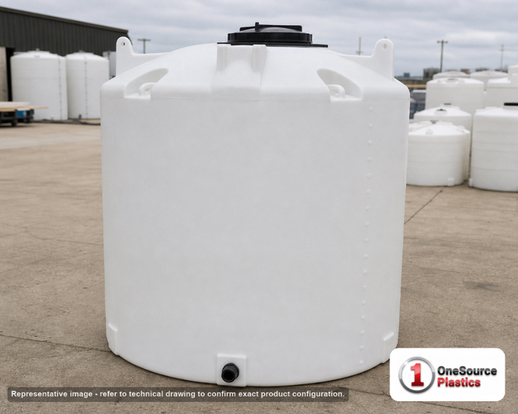 Snyder Industries 2500 Gallon HDPE Vertical Liquid Storage Tank with ASTM Certification. 2500 gallon capacity; High Density