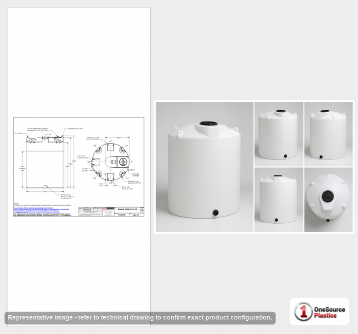 Snyder Industries 3000 Gallon HDPE Vertical Liquid Storage Tank with ASTM Certification