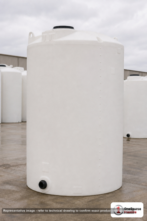 Snyder Industries 3000 Gallon XLPE Vertical Liquid Storage Tank with ASTM Certification. 3000.0 gallon capacity; Cross-Linked Polyethylene; White; dimensions 127.0in H x 90.0in W x 90.0in L; 800.0 lb empty; 1.9 specific gravity rating; fittings: 1 Manway / Lid; max temp 140 deg  F / 60 deg  C; 3 Year Warranty. Manufacturer part number 8160000n42. Manufactured by Snyder. Sold by OneSource Plastics (https://www.onesourceplastics.com).