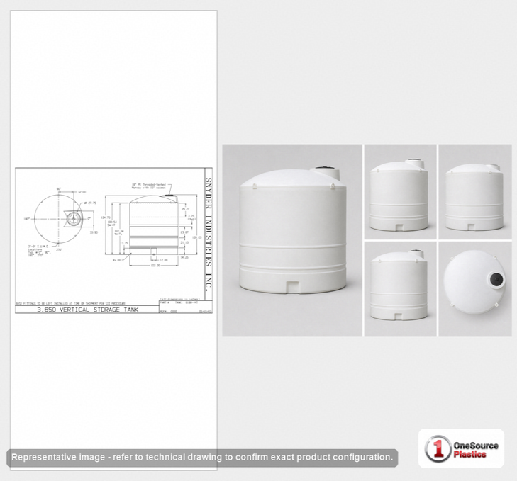 Snyder Industries 3650 Gallon HDPE Vertical Liquid Storage Tank with ASTM Certification