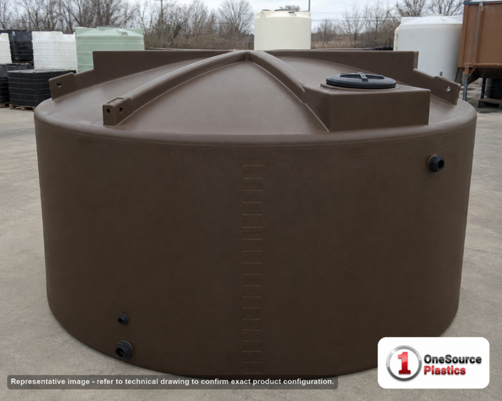Bushman 5000 Gallon Dark Brown Rainwater Collection Tank. Polyethylene; Dark Brown; 92" H x 140" W x 140" L; fittings: 1