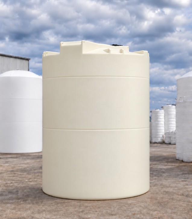 Snyder 8500 Gallon Natural XLPE 1.9 SG Vertical Tank, 120 in dia, no fitting, OneSource Plastics yard