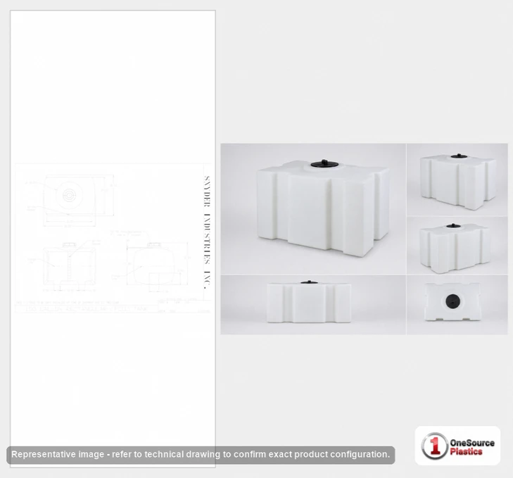 Dimensional spec drawing for Snyder Industries 100 Gallon Portable Tank (38" L x 30" W x 31" H)