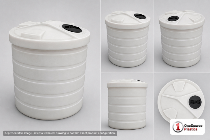 Dimensional spec drawing for Chem-Tainer 1000 Gallon Double Wall Tank (74" L x 74" W x 85" H)