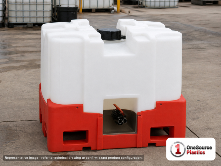 Snyder Industries 120 Gallon HDPE Stackable IBC Tote Tank. High Density Polyethylene; White; 36" H x 45" W x 45" L.