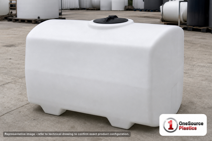Snyder Industries 150 Gallon Industrial HDLPE Rectangular PCO Tank 1.5 SG. Polyethylene; White; 29" H x 36" W x 48" L.