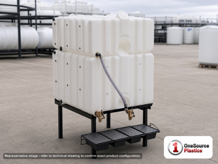 Snyder Industries 200 Gallon Plastic Portable Pest Control Operator Tank. Polyethylene; White; dimensions 40.0in H x 37.0in W x 48.0in L; 82.0 lb empty; 1.5 specific gravity rating. Manufacturer part number SII-PCO200. Sold by OneSource Plastics (https://www.onesourceplastics.com).