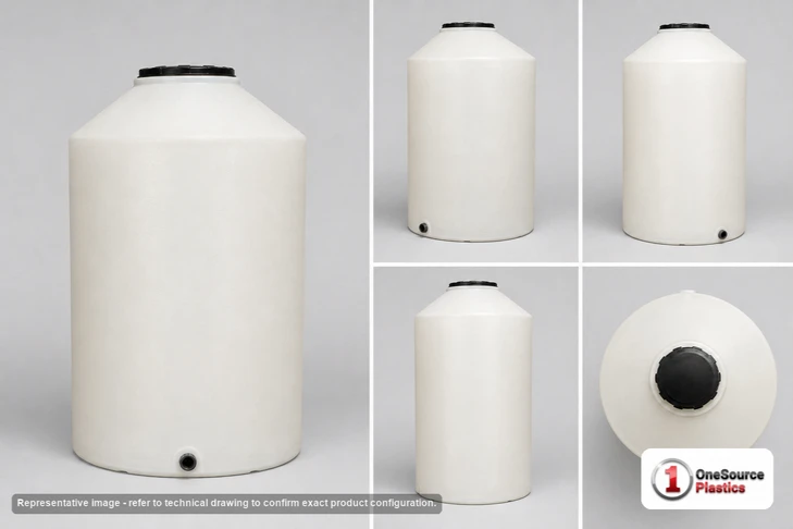 Dimensional spec drawing for Chem-Tainer 200 Gallon Vertical Tank (31" L x 31" W x 72" H)