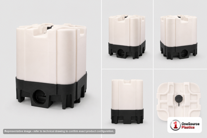 Snyder Industries 275 Gallon Plastic Stackable IBC Tote Tank Payloader System with Viton Gaskets