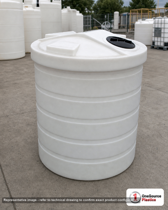 Chem-Tainer 35 Gallon Plastic Vertical Double Wall Liquid Chemical Storage Tank. 35.0 gallon capacity; Polyethylene; Natural White; dimensions 35.0in H x 24.0in W x 24.0in L; 35.0 lb empty; 1.9 specific gravity rating; fittings: 1 Manway / Lid; max temp 120 deg  F / 48 deg  C; 3 Year Warranty. Manufacturer part number TC2435DC. Sold by OneSource Plastics (https://www.onesourceplastics.com).