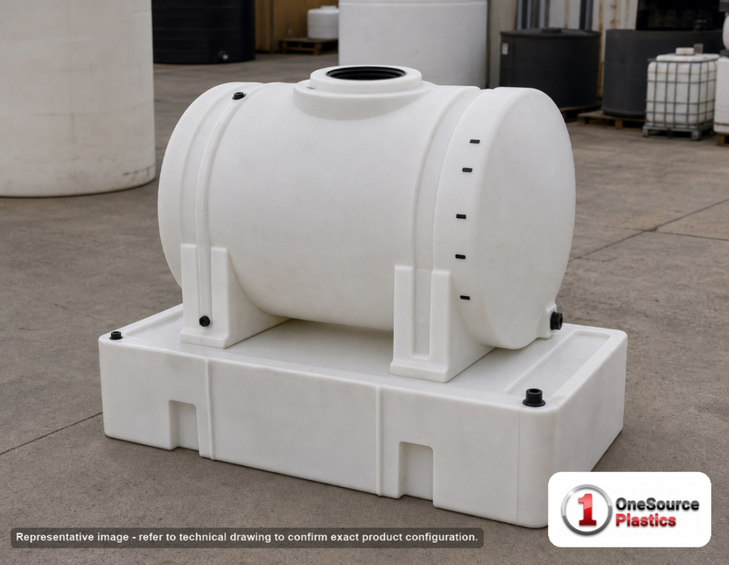 Snyder Industries 65 Gallon Plastic Chemical Injection Tank. 65.0 gallon capacity; High Density Linear Polyethylene; White; dimensions 53.0in H x 45.0in W x 64.0in L; 70.0 lb empty; 1.9 specific gravity rating; fittings: 1 Manway / Lid; max temp 120 deg  F / 48 deg  C; 3 Year Warranty. Manufacturer part number 1031500cits-45. Manufactured by Snyder. Sold by OneSource Plastics (https://www.onesourceplastics.com).