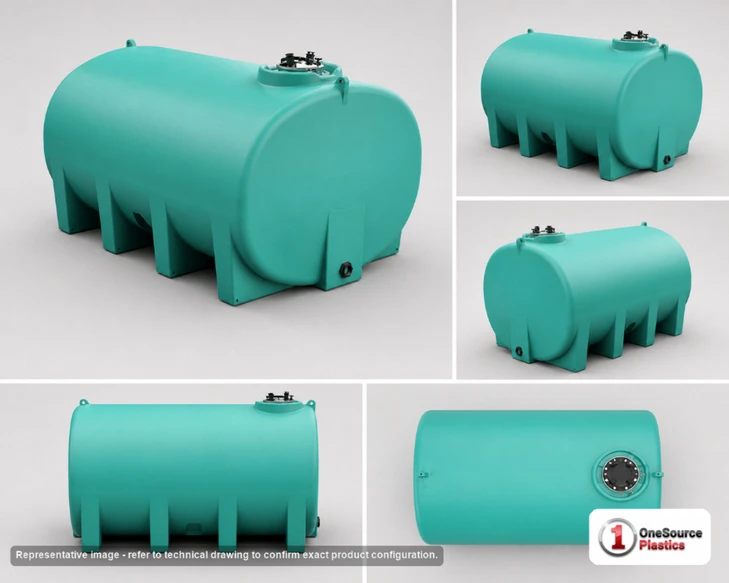 Dimensional spec drawing for Enduraplas 1100 Gallon Vertical Tank (60" L x 60" W x 97" H)
