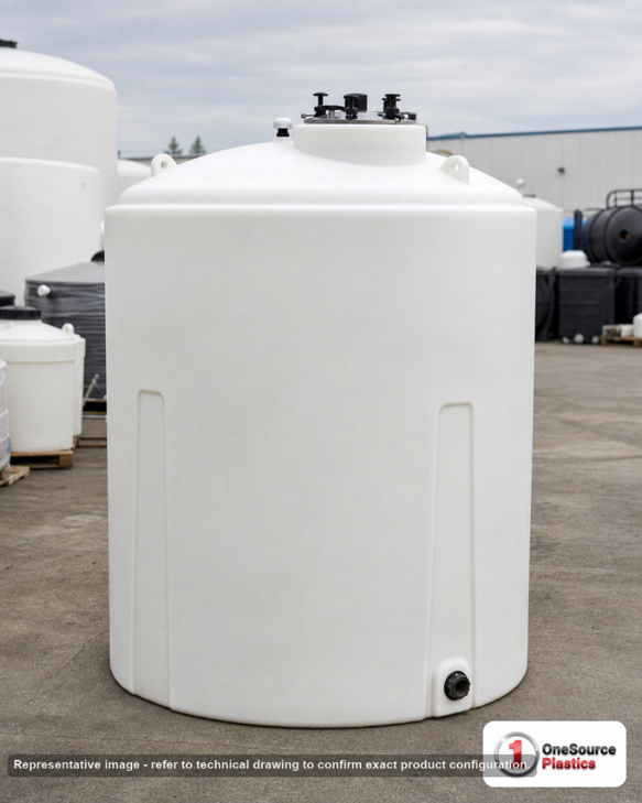 Enduraplas 1100 Gallon Plastic Vertical Liquid Storage Tank in White. Polyethylene; White; 97" H x 60" W x 60" L.