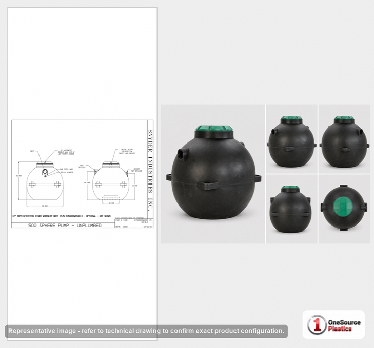 Snyder Industries 500 Gallon Plastic Septic Pump Tank