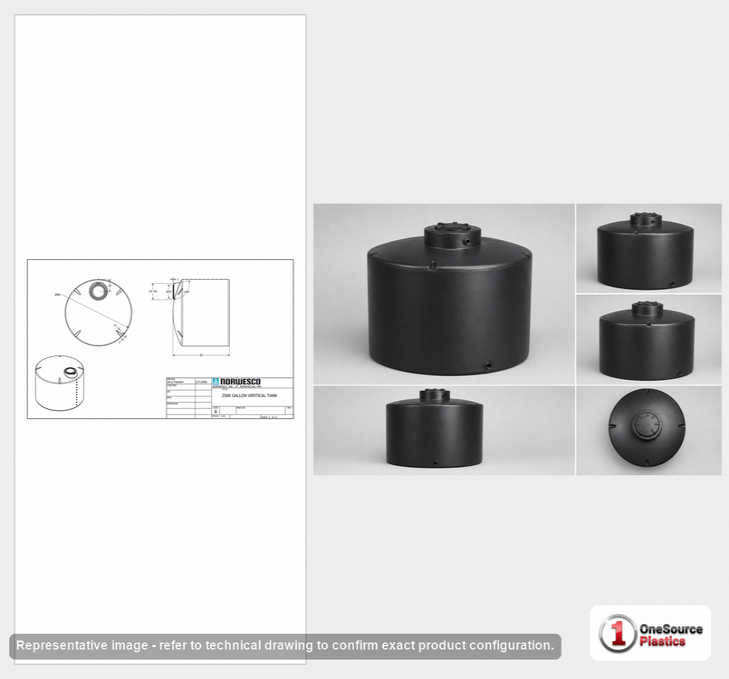 Norwesco 2500 Gallon Black Vertical Water Storage Tank