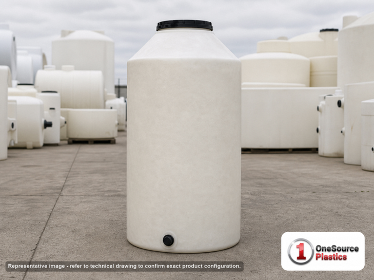 Chem-Tainer 165 Gallon Plastic Vertical Liquid Storage Tank. 165 gallon capacity; Polyethylene; 58" H x 31" W x 31" L