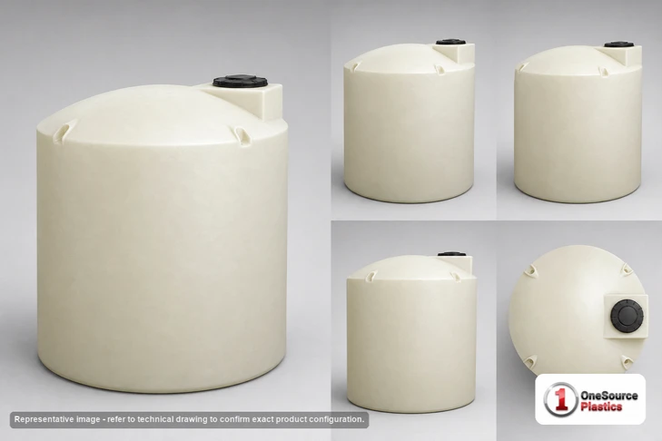Dimensional spec drawing for Chem-Tainer 2150 Gallon Vertical Tank (86" L x 86" W x 99" H)