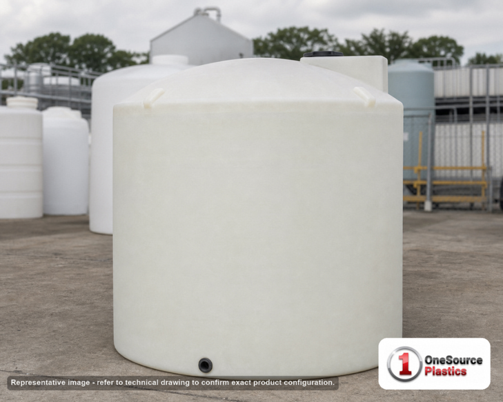 Chem-Tainer 2150 Gallon Plastic Vertical Liquid Storage Tank. 2150 gallon capacity; Polyethylene; 99" H x 86" W x 86" L