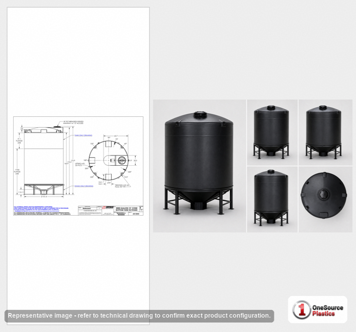Snyder Industries 5000 Gallon 15 Degree Plastic Cone Bottom Tank in Black