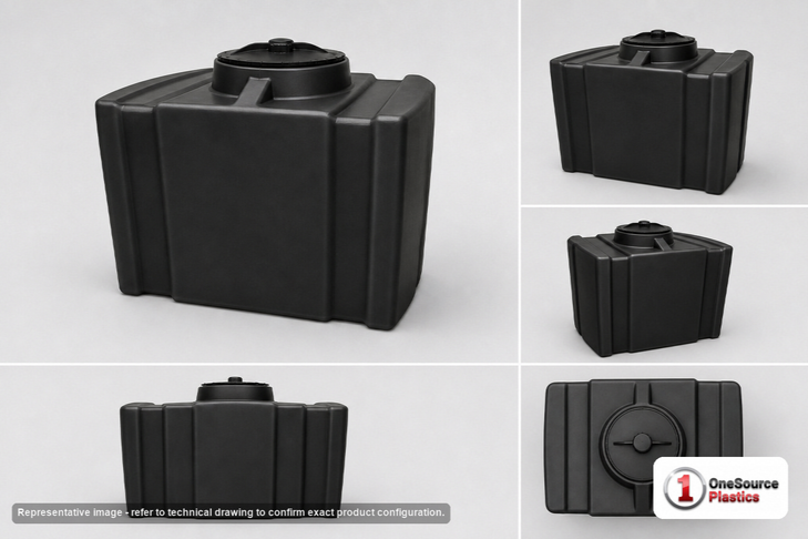 Chem-Tainer 55 Gallon Plastic Portable Flat Bottom Utility Tank in Black