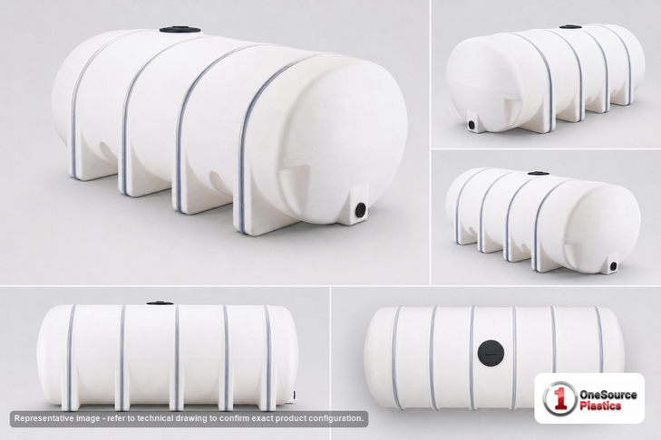 Dimensional spec drawing for Chem-Tainer 550 Gallon Horizontal Tank (74" L x 48" W x 50" H)