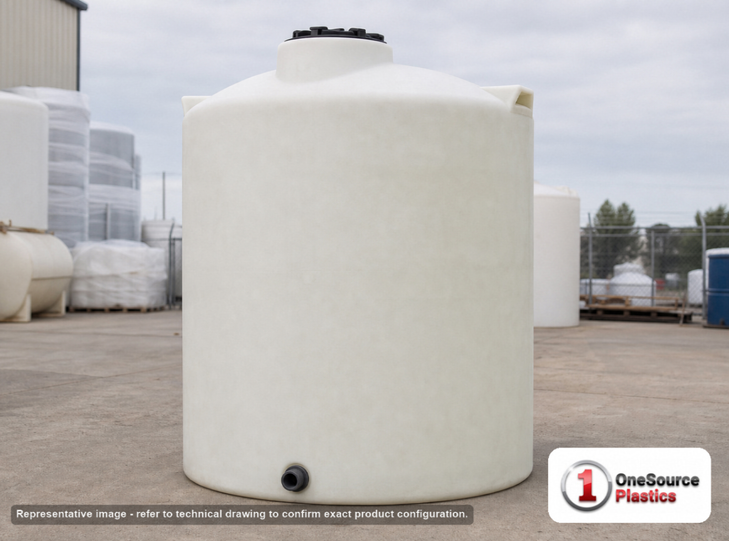 Chem-Tainer 650 Gallon Plastic Vertical Liquid Storage Tank. 650 gallon capacity; Polyethylene; 70" H x 56" W x 56" L