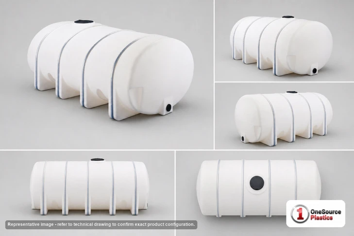 Dimensional spec drawing for Chem-Tainer 85 Gallon Horizontal Tank (58" L x 30" W x 30" H)