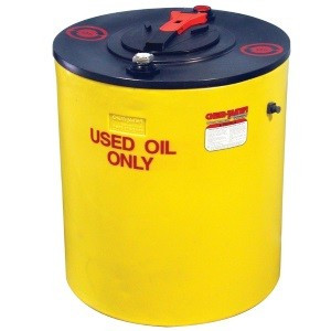 Chem-Tainer 100 Gallon Plastic Vertical Double Wall Waste Oil Tank with Oil Level Gauge in Yellow